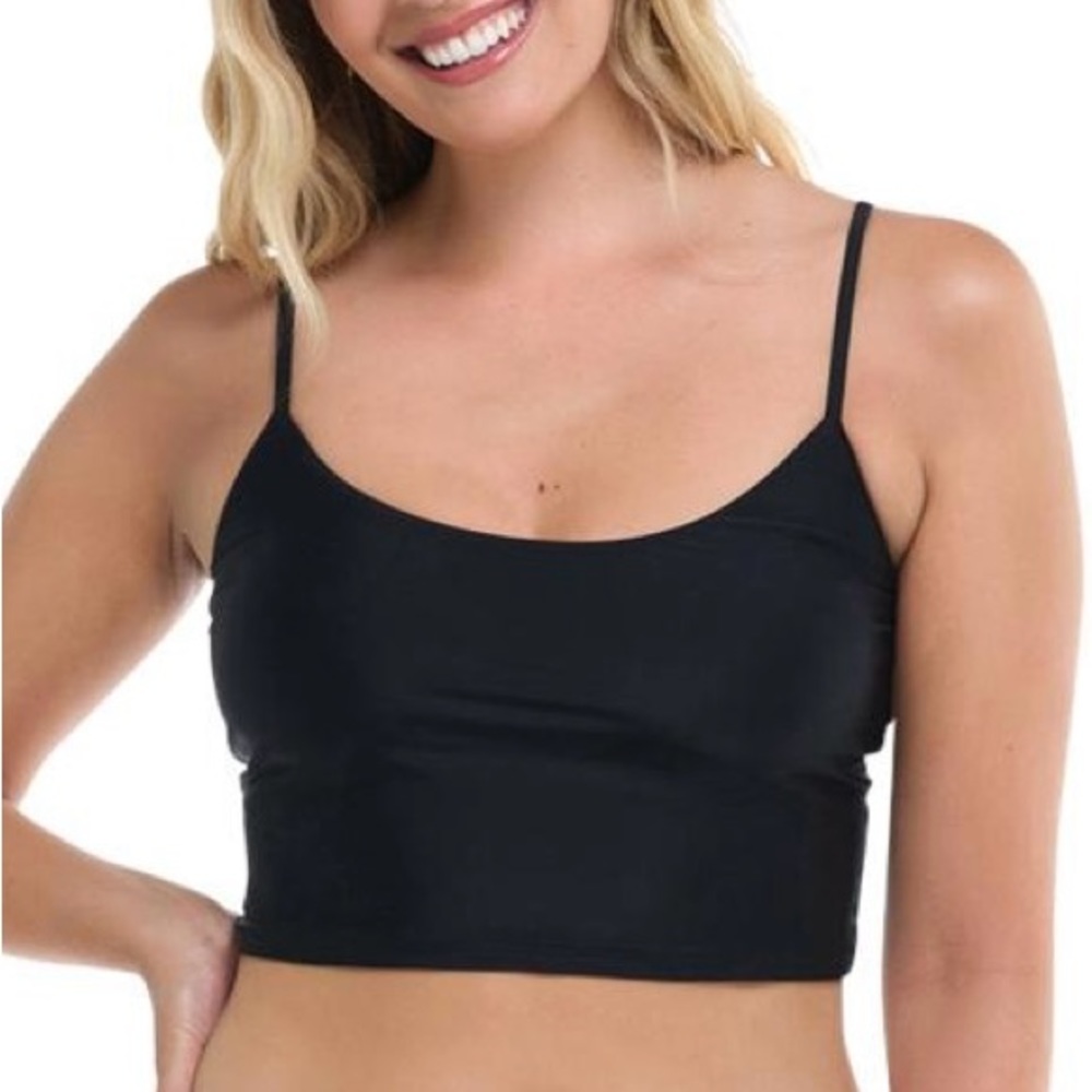 Body Glove Women's Smoothies Norah Swim Crop Top Black Cami Size L New